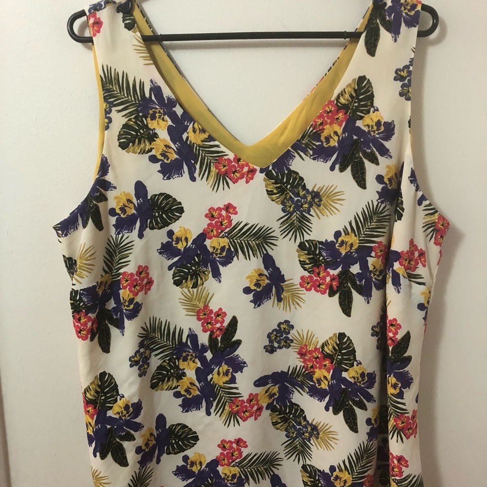 Michel Studio yellow floral reversible blouse